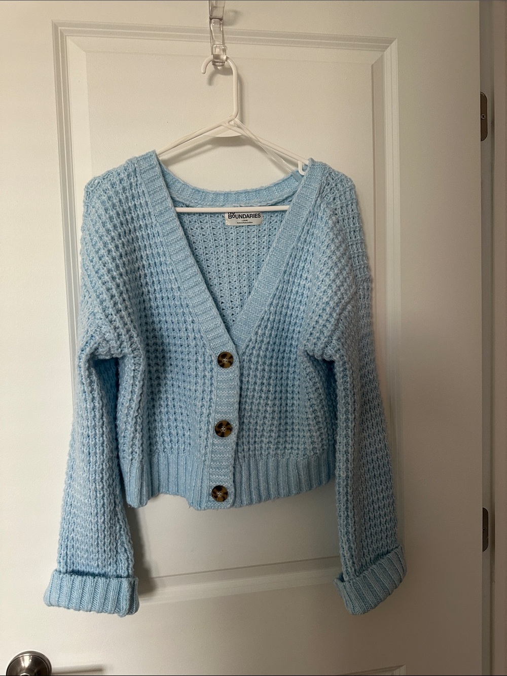 No Boundaries Light Blue Chunky Button Cardigan
